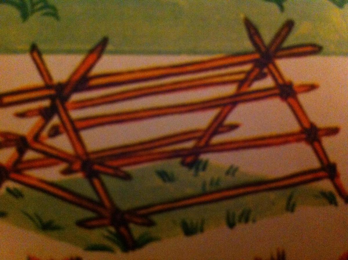 Come costruire una capanna nel bosco con rami ed erba.