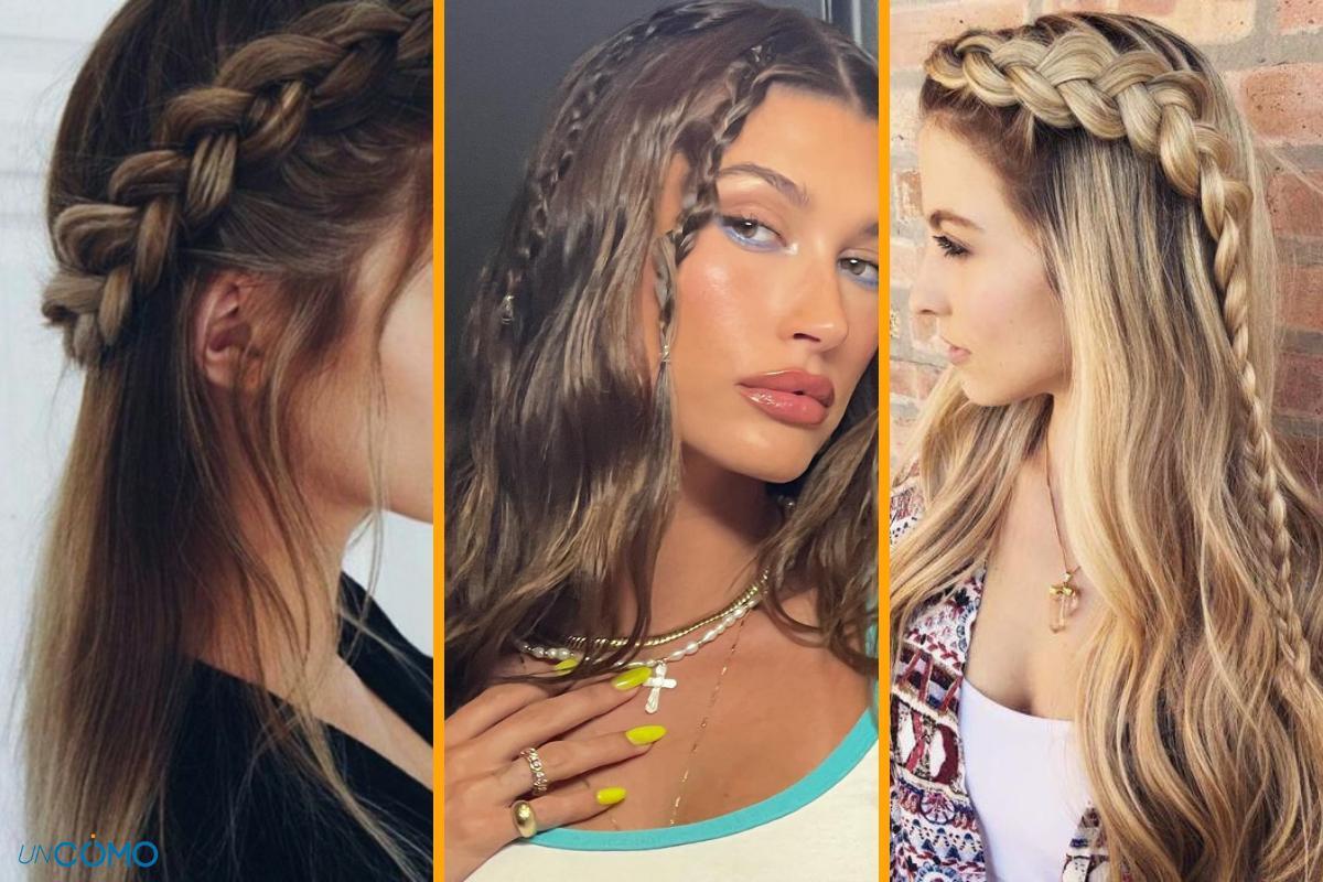 trecce davanti con capelli sciolti