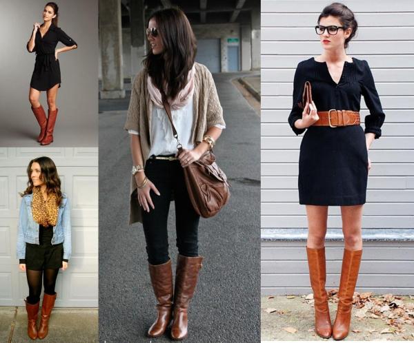Stivali alti marroni outfit online